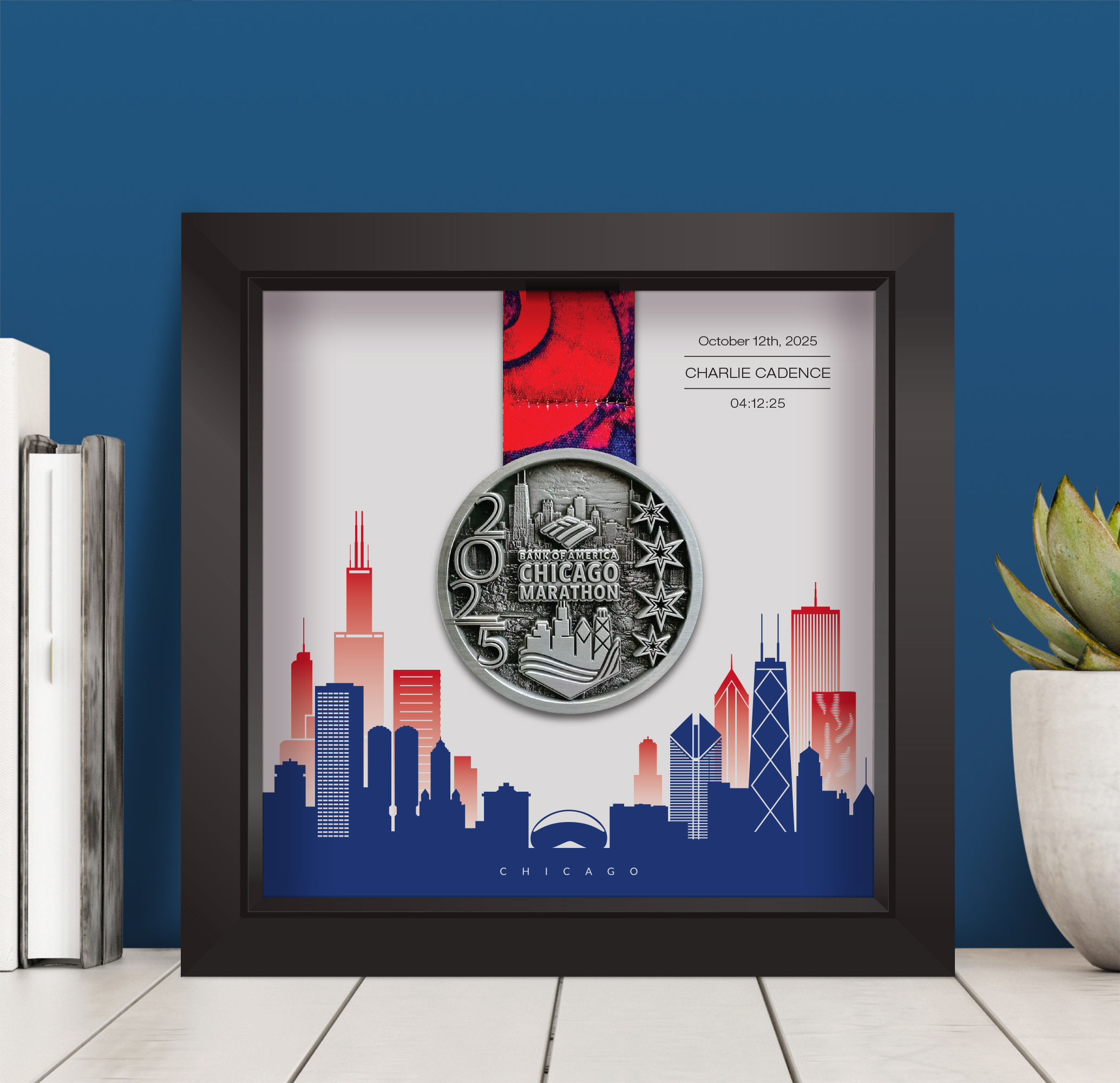 Chicago Marathon medal frame