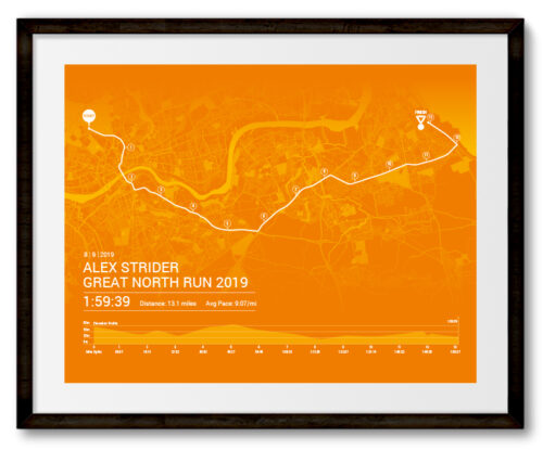 Great North Run Half Marathon route map poster