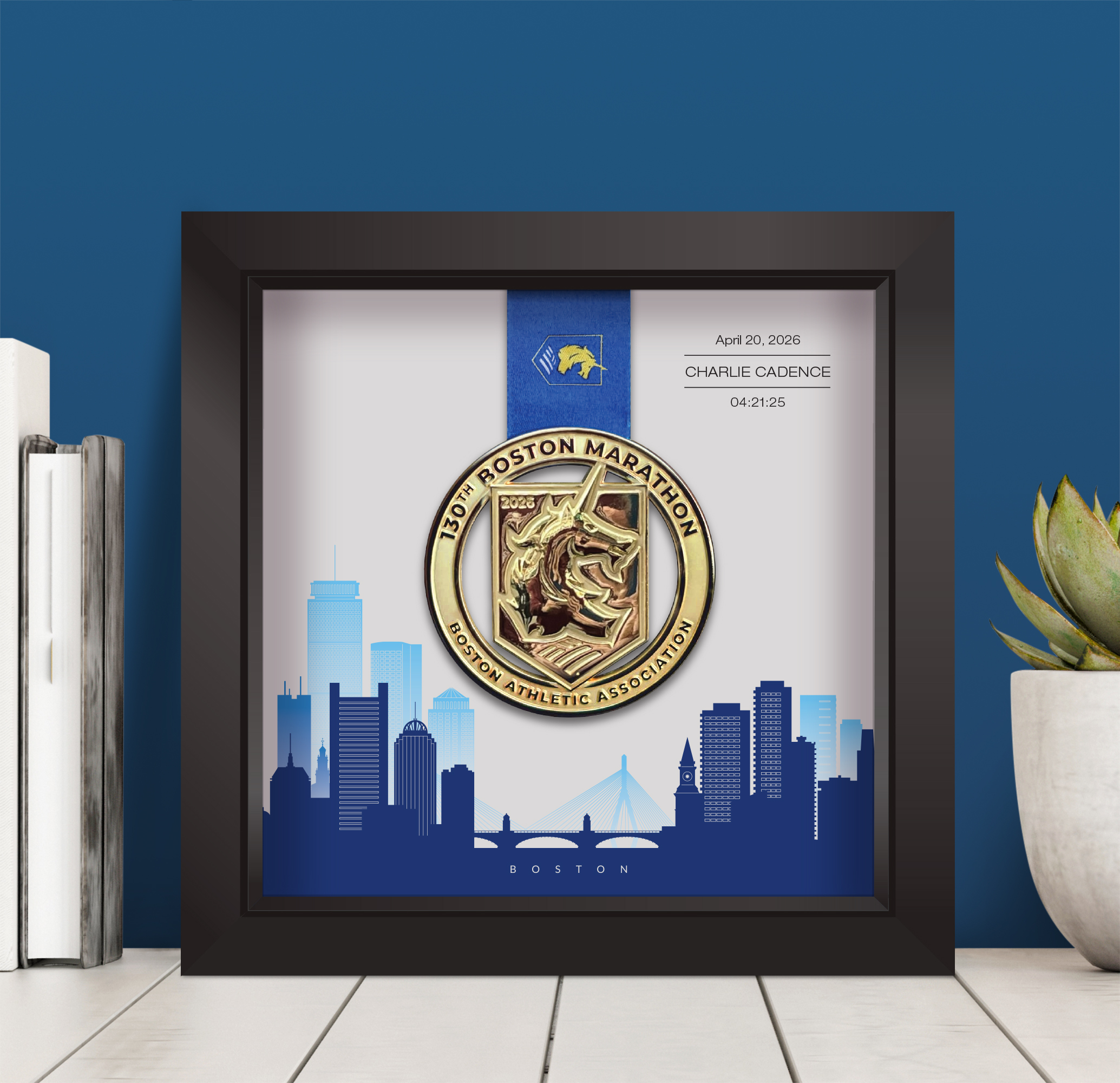 Boston Marathon medal frame