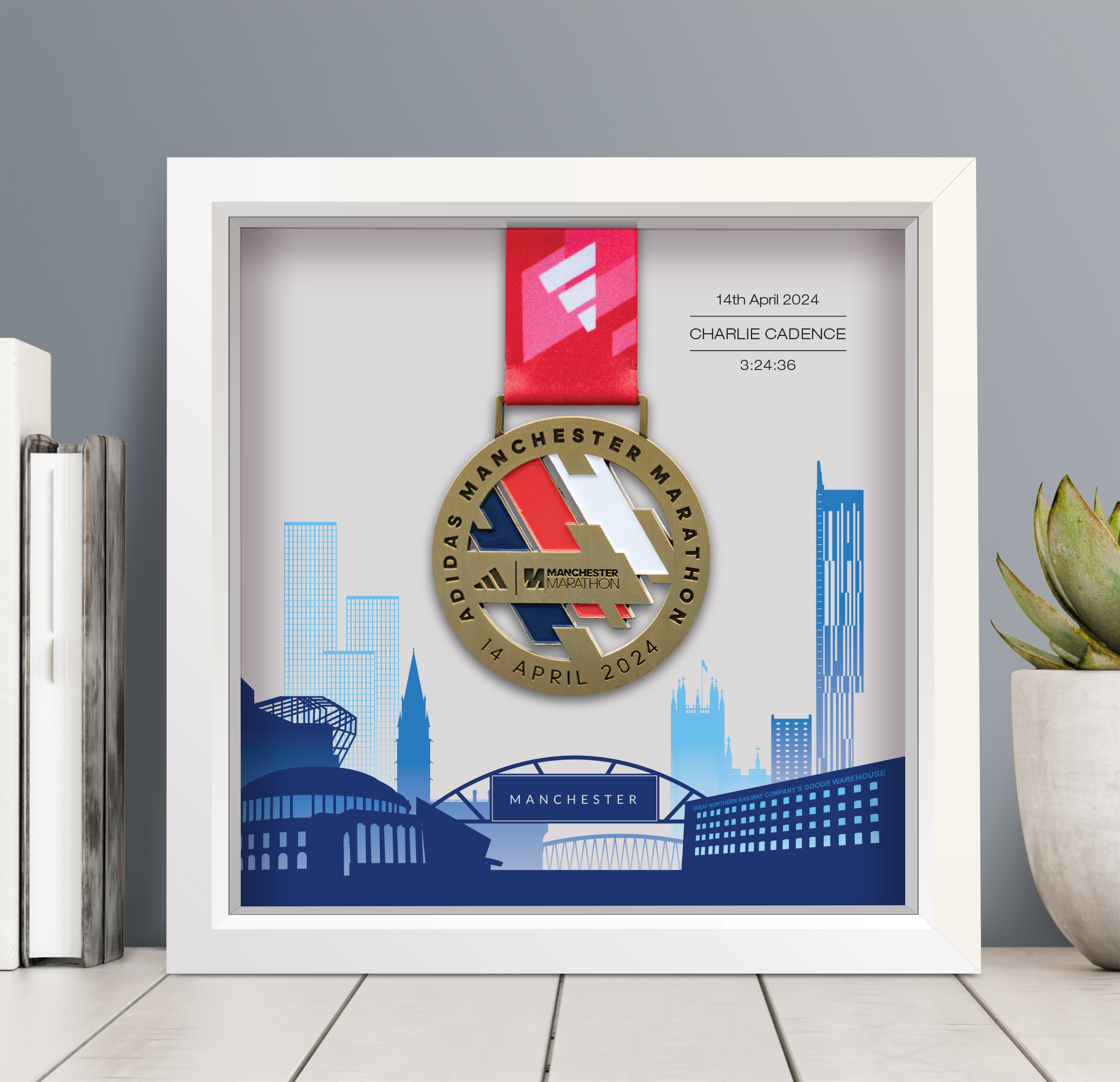 Manchester Marathon medal frame