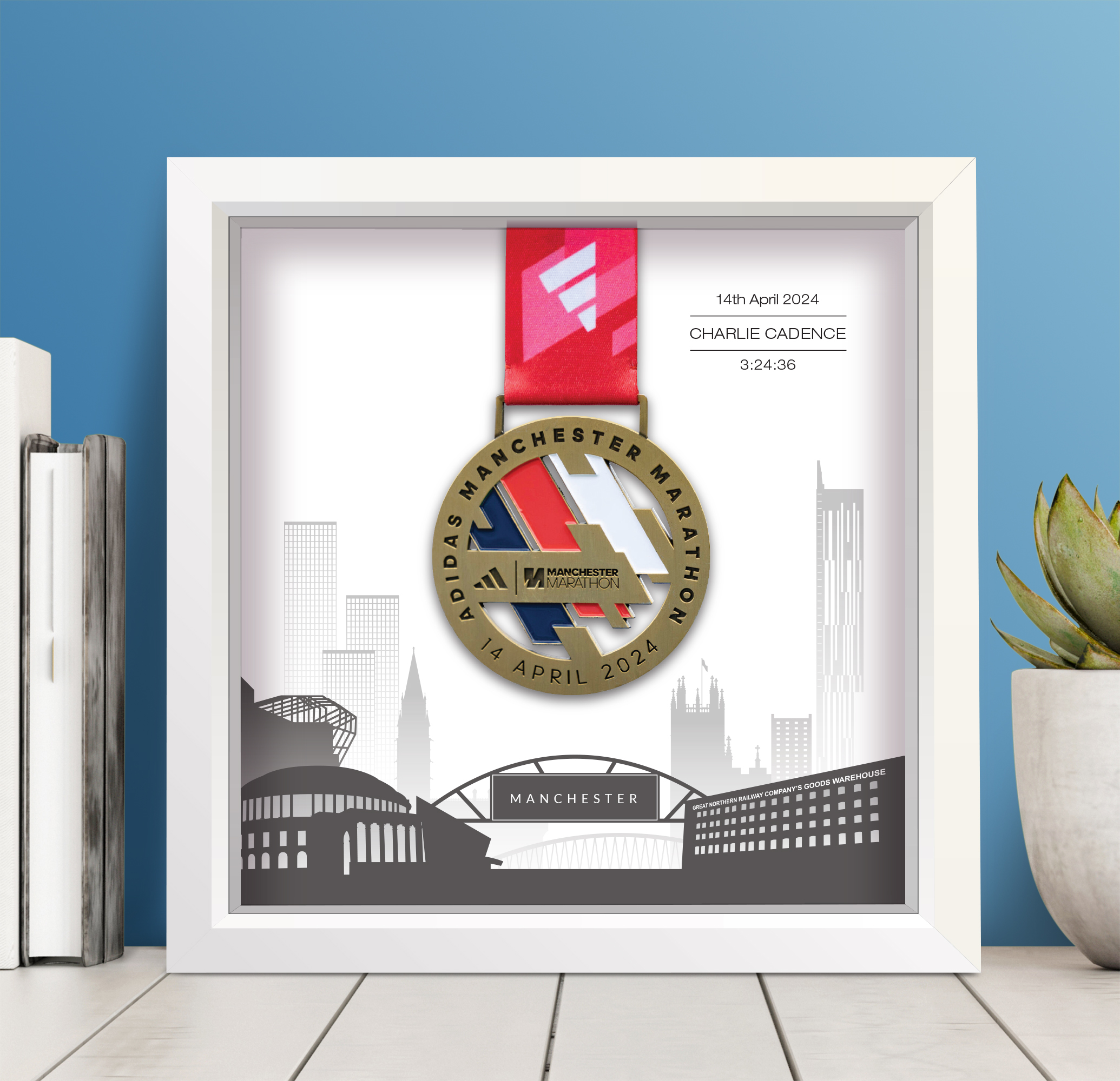 Manchester Marathon medal frame