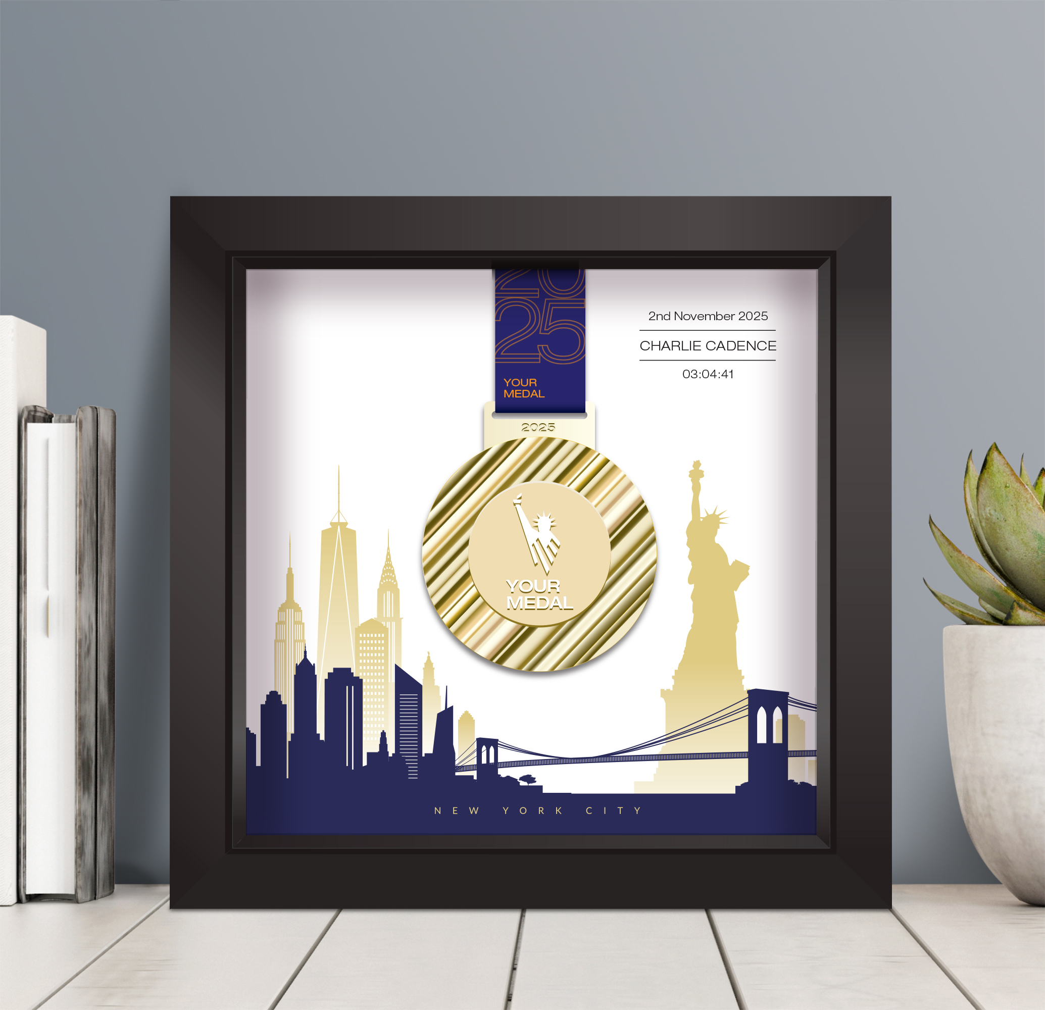 New York City Marathon medal frame
