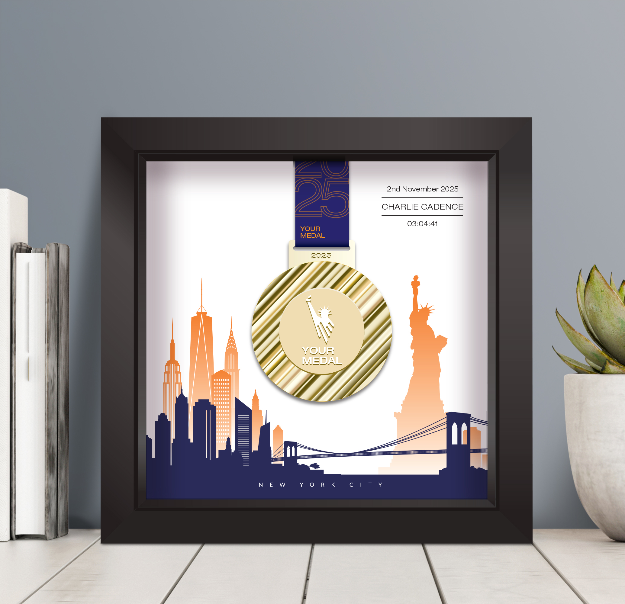 New York City Marathon medal frame