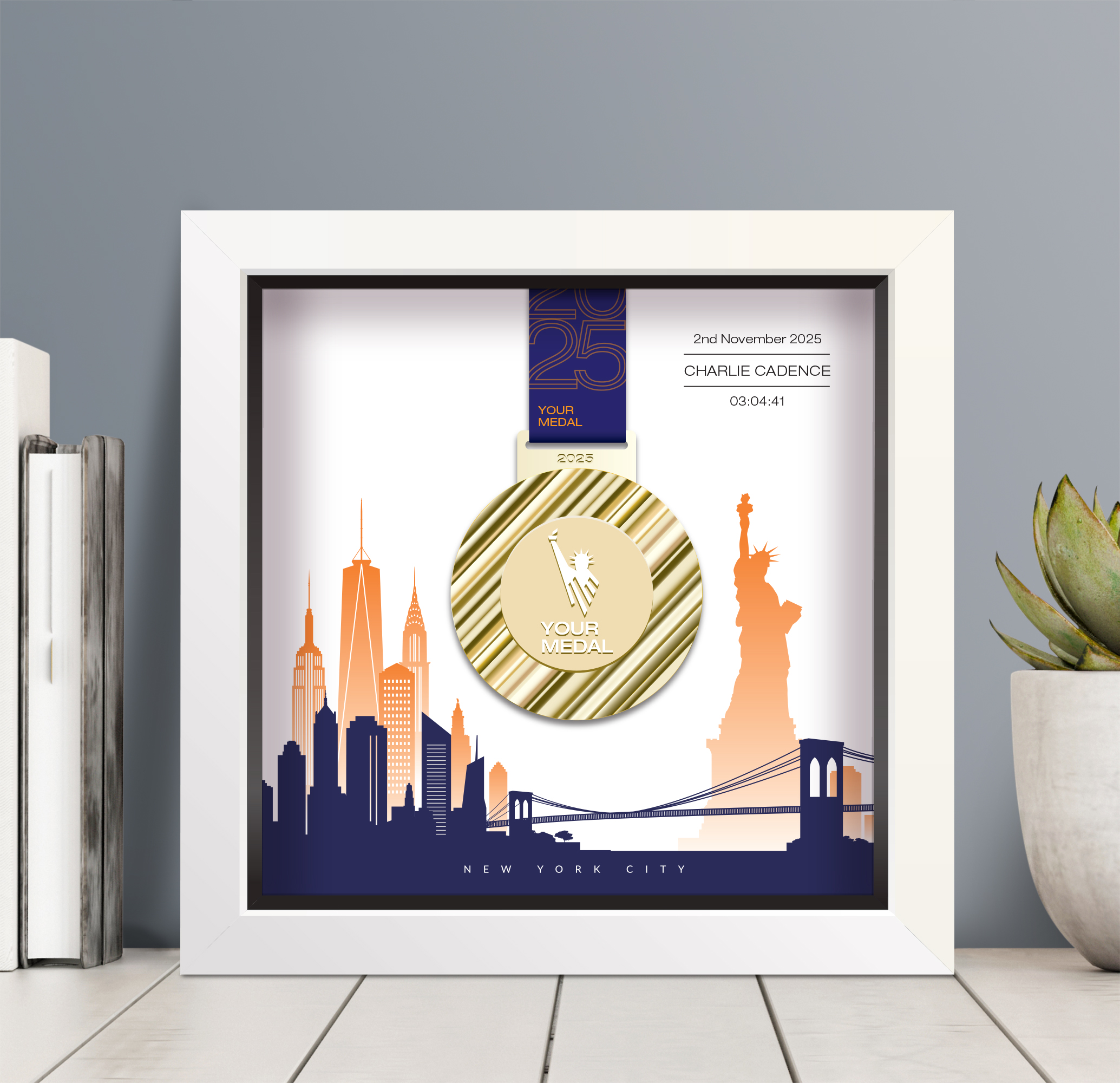 New York City Marathon medal frame