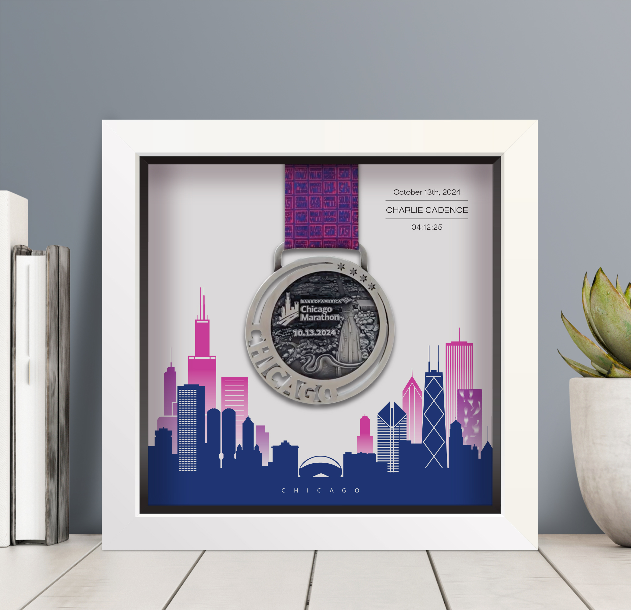 Chicago Marathon medal frame
