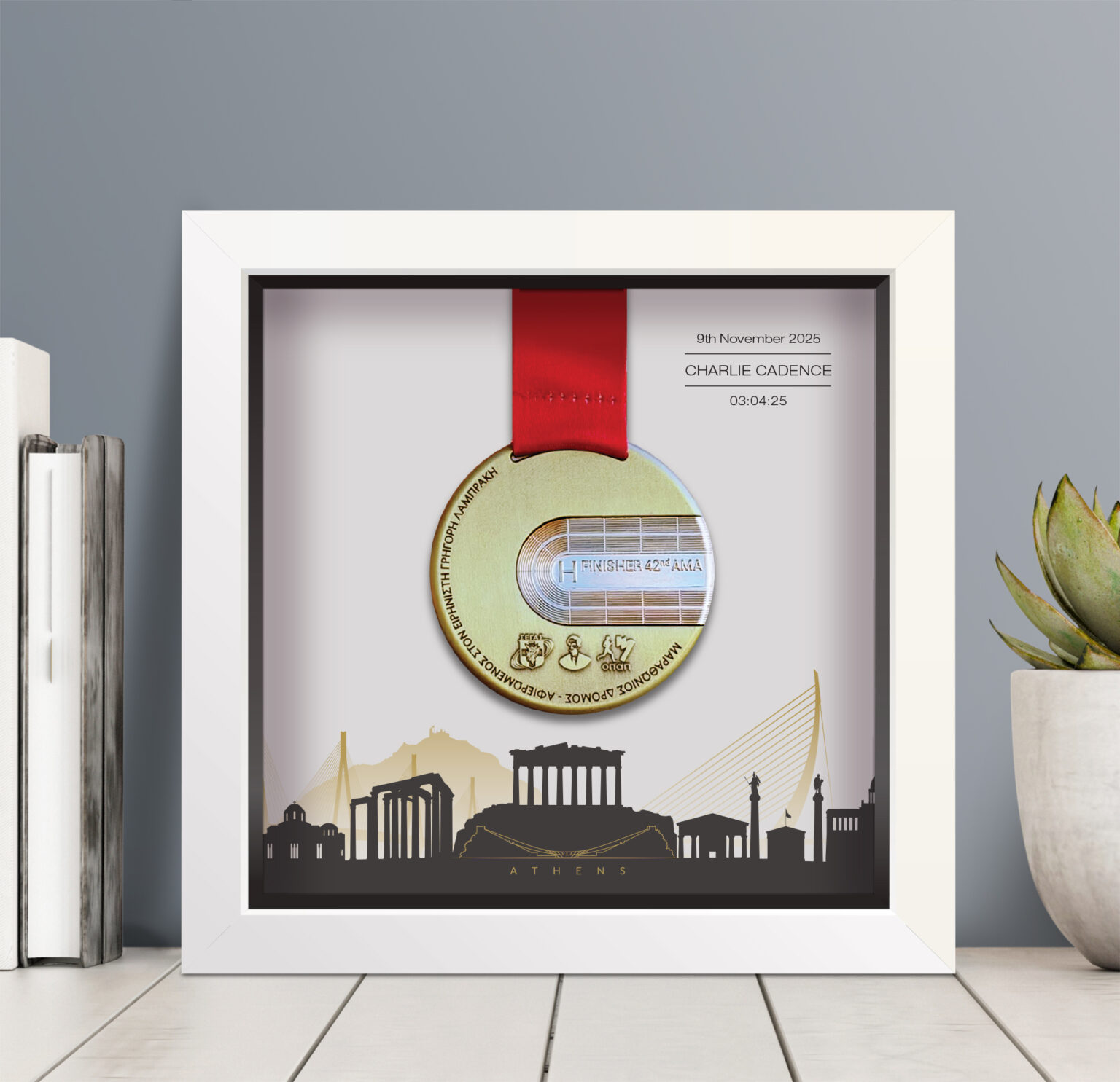 Athens Marathon Personalised Medal Frame - Art and Soles