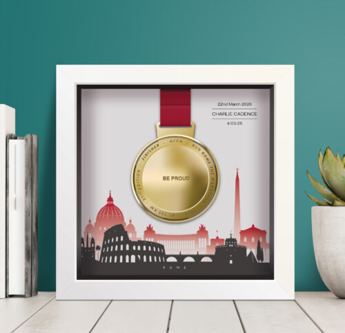 Rome Marathon medal display