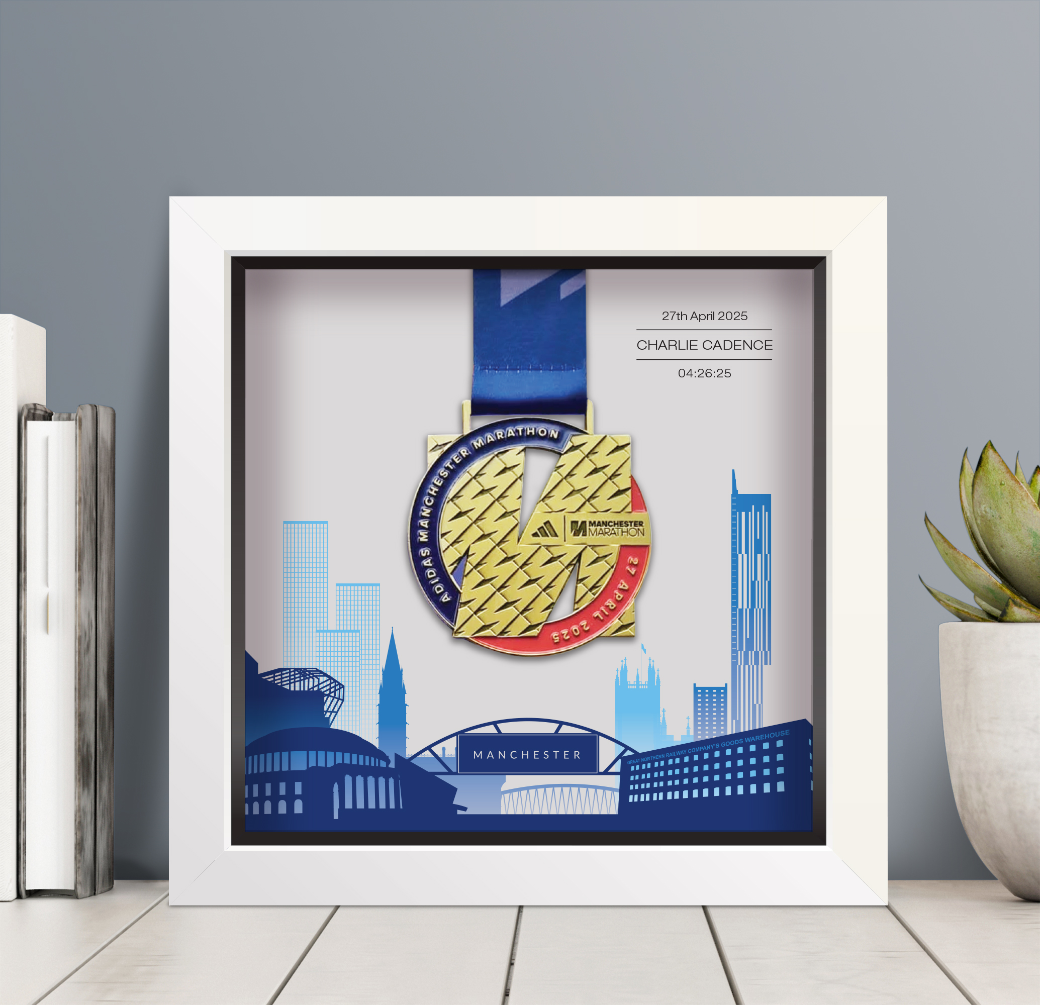 Manchester marathon medal frame