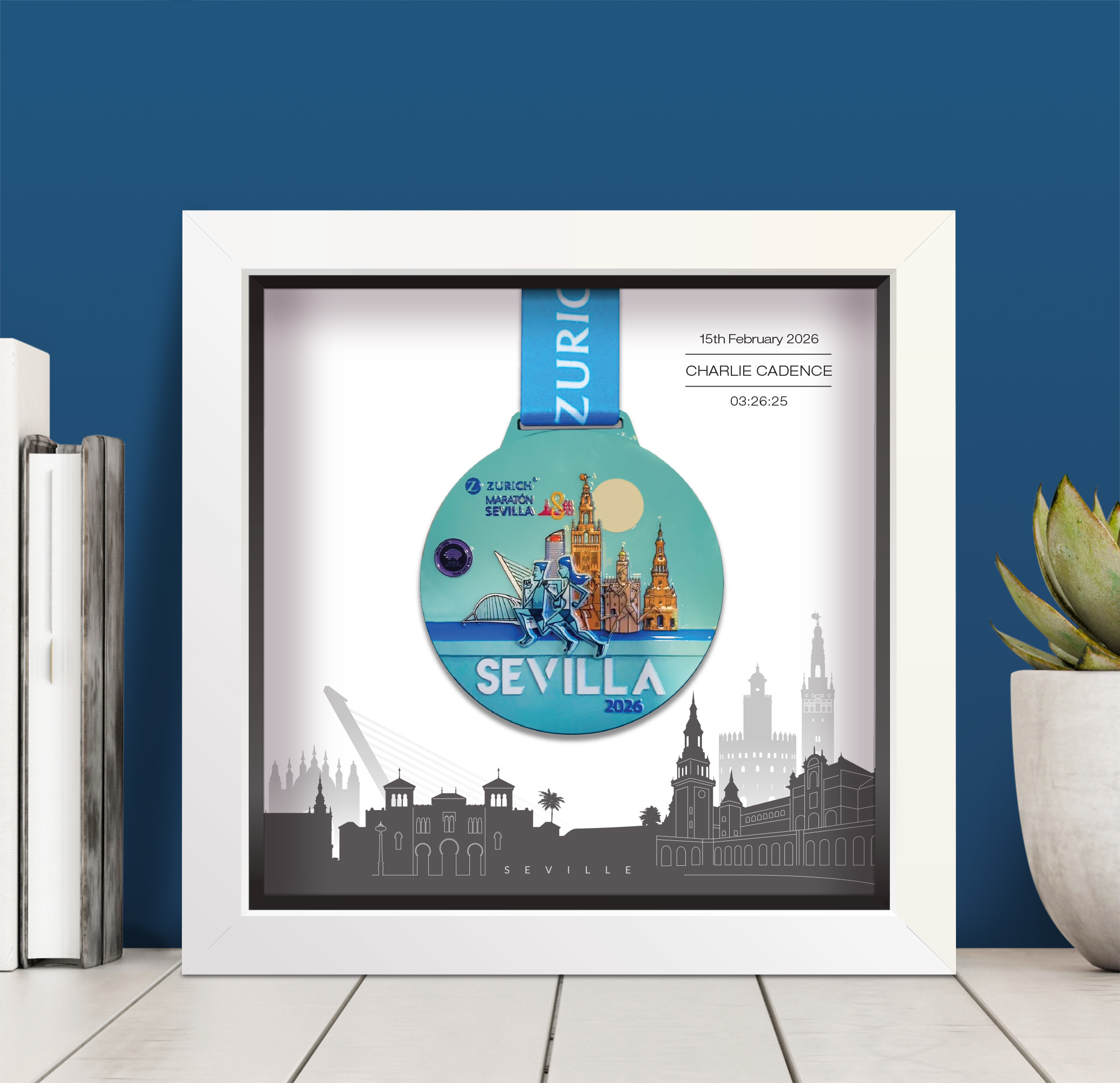 Seville Marathon Personalised Medal Frame