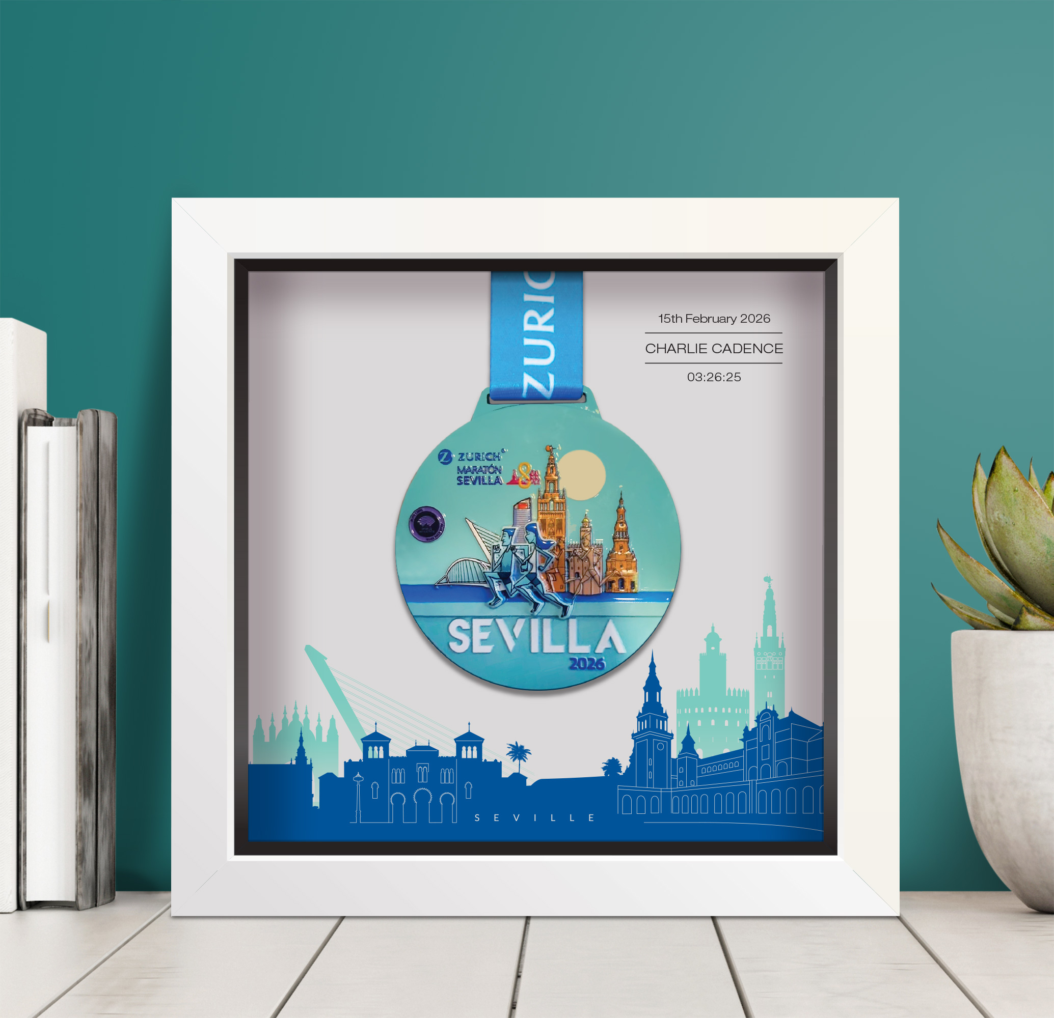 Seville Marathon Personalised Medal Frame