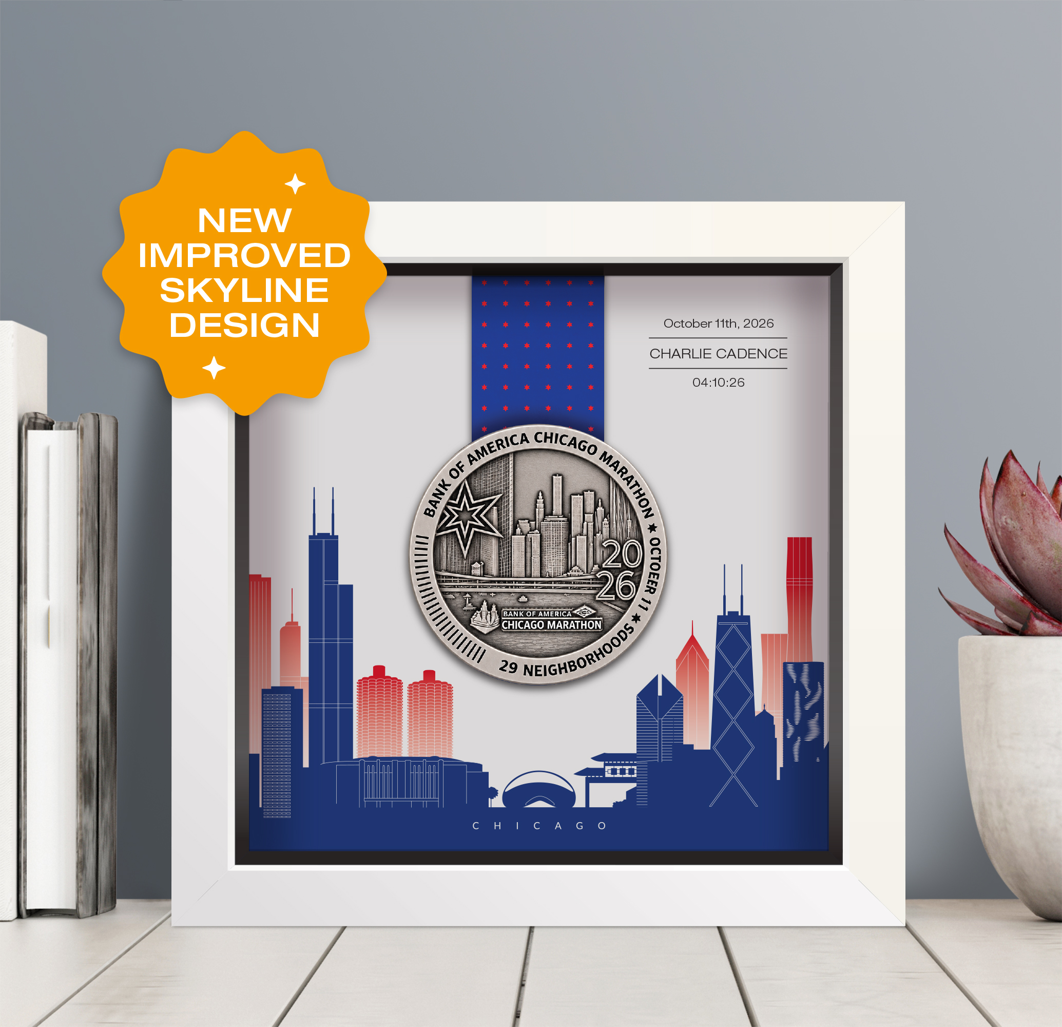 Chicago Marathon personalised medal frame