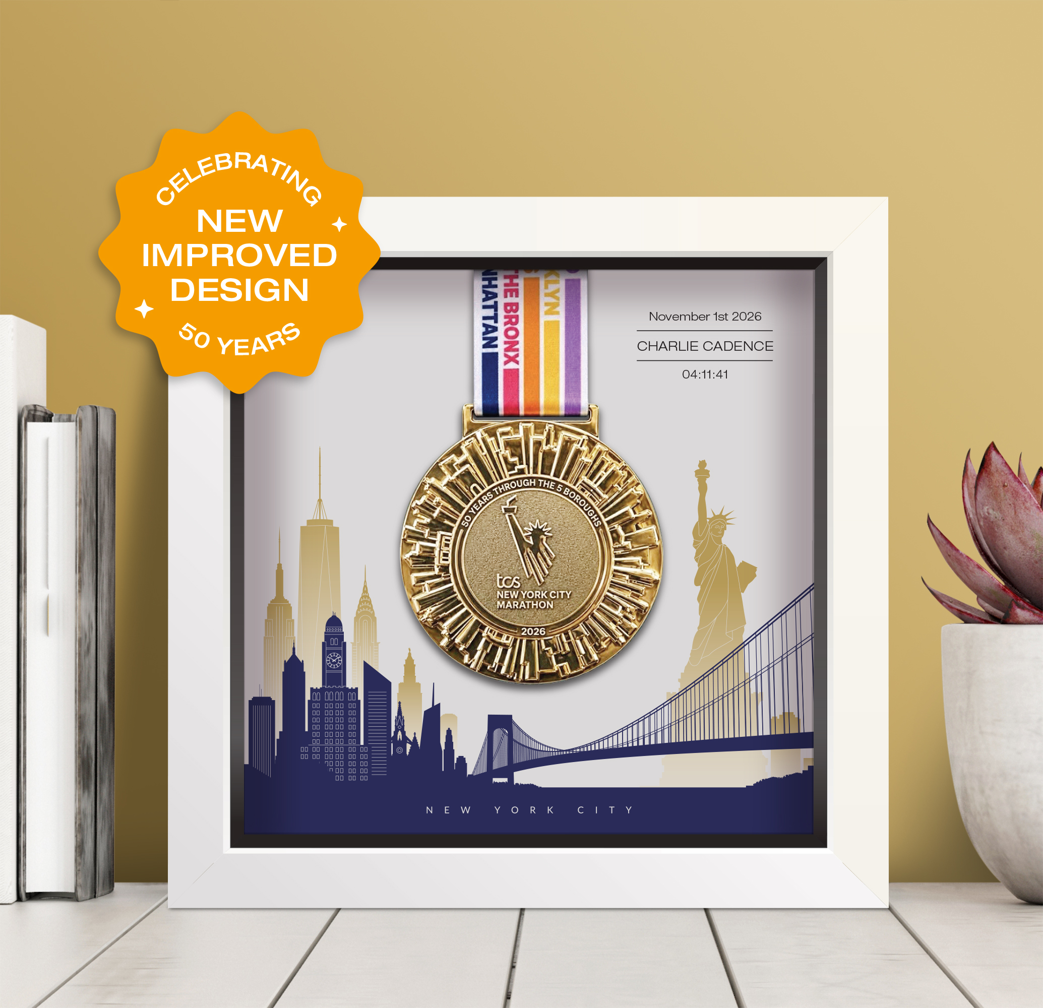 New York City Marathon personalised medal frame